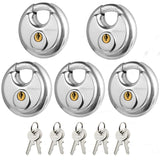 Travate Keyed Alike Disc Padlock, 5PCS Stainless Steel Disc Lock with 2-3/4 in. Wide, 3/8 in. Diameter Shackle, Waterproof Disc