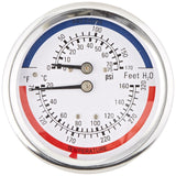 PIC Gauges TRI-RC-3.25R-3.00-E Commercial Tridicator, Black Steel Case, Bronze Internals, Plastic Lens, 3.25 Dial, 3 Stem Length