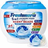 Freshmora Laundry Detergent Pods with Scent Beads 5in1 Deep Clean, Stain Remover, Odor Eliminator & Color Protection | Ocean