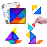 YPLUS Magnetic Tangrams Puzzle, 700 Shapes 3D Magnet Blocks Montessori Toys for STEM, Educational Travel Activity Board Games Ki