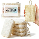 Natural Loofah Dish Sponge 5 Pack, Dual Sided Loofah & Cellulose Sponge