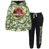 Jurassic World Jurassic Park Big Boys Fleece Pullover Hoodie and Pants Outfit Set Camo Black/Green 1416