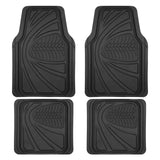 Motor Trend FlexTough Guard All-Weather Floor Mats for Cars - Black Waterproof Rubber Floor Mats, Universal Trim-to-Fit Automoti