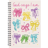 INCOK Bible Verse Notebook for Women God Says I Am Christian Girl Energy Journal Pink Bow Spiral Notebook Coquette Notepad Sch