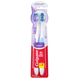 Colgate 360 Extra Soft Toothbrush for Sensitive Teeth and Gums with Tongue and Cheek Cleaner, 2 Pack