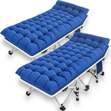 2 Pack Camping Cot for Adults Sleeping Cot with Mattress Comfortable Cots for Sleeping Camping Bed Double Layer Oxford Easy to S