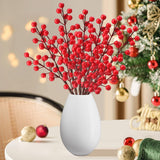 LMOMSS Christmas Holly Flowers Picks,Artificial Red Berry Stems,Red Berries Floral Crafts for Christmas Tree Wreath Decorations
