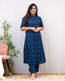Anni Designer Women'S Rayon Viscose A-Line Printed Kurta With Pant (Vibha Blue_L_Blue_Large),Blue,L,,,