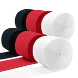 PheiLa Crepe Paper Streamers 6 Rolls 492ft, Red Black and White Crepe Paper Decorations for Graduations Birthday DIY Gift Wrappi