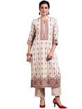 Libas Womens Printed Crepe Straight Kurta With Palazzos