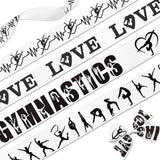 NUVCELKA 4 Pack Gymnastics Grosgrain Ribbons, 5/8 & 7/8 x 3 Yards Each, Black Sports Themed Ribbon for Dance Competition Awards