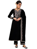 Libas Women'S Velvet Embroidered Kurta Set (49494_Black