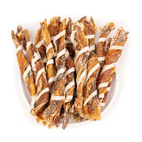 MON2SUN Dog Treats, Triple Flavor Jerky Twist Sticks, 5-7 Inch Chicken Duck and Codfish Sticks Chews for Small Dogs, Healthy Sna