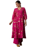 Gosriki Women'S Rayon Viscose Anarkali Printed Kurta With Palazzo (Anshika Rani-Gs_4Xl_Pink_Xxxx-Large),Pink,4,B0DZ2VGHTS