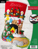 Bucilla Felt Applique 18 Stocking Making Kit, Holiday Hearth, Perfect for DIY Arts and Crafts, 89486E