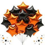 TONIFUL 30Pcs 18 Inch Large Orange Black Star Shape Foil Balloons Big Stars Helium Mylar Ballons for Halloween Birthday Wedding