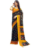 Satrani Women's Cotton Printed Ready To Wear Saree with Unstitched Blouse Piece (3394S307N_Dark Blue)