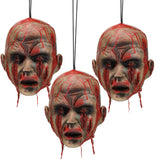 Beeveer 3 Pcs Halloween Severed Head Props - Hanging Bloody Zombie Head Decorations Scary Decapitated Latex Heads for Outdoor In