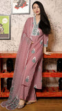 Anni Designer Women'S Rayon Viscose Floral Regular Kurta With Pant & Dupatta (Belagavi Mustard_Purple_Xxxx-Large),Purple,4XL,,,