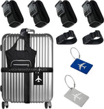 Lakshminarayan Sales 4Pack Luggage Straps & 2 Pack Luggage Tags & 2 Pack Add A Bag Luggage Strap, Adjustable Luggage Belt, Suit