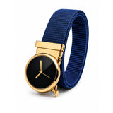 Usl Automatic/Push Lock Nylon Woven Fabric Belt For Men & Women | Fits On Upto 40 Inches Waist Size (Golden Blue)