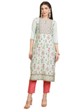 Ketch Women's Polyester Regular Fit Kurta (KHKU000509_SEA Green