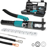 Brileine 10-Ton Hydraulic Crimping Tool with 9 Dies - Battery Cable Crimper Tool & Wire Rope Crimping Tool for 12 AWG to 2/0 AWG