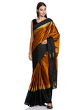 Leriya Fashion Womens Cotton Silk Solid Saree with Belt-Free Size (Orange)