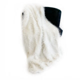 Plutus Off White Exotic Feather Faux Fur Luxury Throw Blanket 60In X 90In