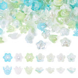Magibeads 210Pcs Acrylic Flower Beads Caps for Jewelry Making Green Theme AB Color Plated Floral Spacer Bead Bell Trumpet Lily E