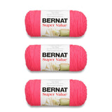 Bernat Super Value Yarn, 3 Pack, Peony Pink 3 Count