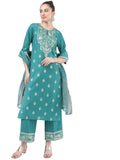 Ketch Women's Polyester Kurta Set (KHK3000273_Cream