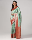 Leriya Fashion Saree For Women | Golden Saree For Women | Cotton Silk Saree For Women | (Light Green)