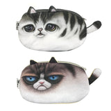 Wrapables Cat Face Cosmetic Pouch Pencil Case (Set of 2), Sand & Grumpy