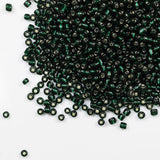 Tibaoffy Transparent Dark Green with Silver Lined Beads Size 6/0 Crafts Glass Seed Beads 4mm for Jewelry Making (Total About 100