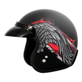 VCAN V85C 3/4 Open Face Motorcycle Helmet DOT Approved (Matte Black Phoenix, X-Small)
