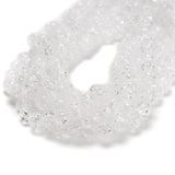 48Pcs 8mm Clear Crackle Quartz Crystals Glass Beads, Loose Round Gemstone Craft Spacer for DIY Bracelet Jewelry String Making