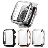 BHARVEST 3-Pack Hard PC Case Compatible with Apple Watch Series 9/8/7 41mm, Case with Tempered Glass Screen Protector Bubble-Fre