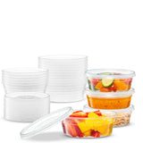 Elegant Disposables 8 OZ - 24 Sets Plastic Deli Food Storage Containers with Airtight Flexible Lids Microwavable, Leak Free, Was