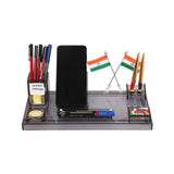 DESKDOCK Acrylic Pen Stand Pencil Holders With Mobile stand for Office Table/Study Table/Office Desk/Stationery/Study Material w