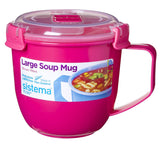 Sistema Microwave Soup Mug, Large | 900 ml Microwave Food Container with Steam-Release Vent | BPA-Free | Assorted Colours (Not S