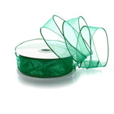 Ribbon Traditions 1.5 Wired Sheer Organza Ribbon Emerald Green 10 Yards