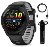 Wearable4U Garmin Forerunner 265 Music GPS Running 46 mm Smartwatch, Black with AMOLED 1.3 in Touchscreen Display E-Bank Bundle