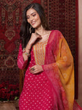 Anni Designer Women'S Rayon Viscose Printed Straight Kurta With Pant & Dupatta (Subhi Pink-Vks04_L_Pink_Large),Pink,L,,,