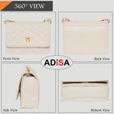 Adisa Women'S Girls Quilted Cross Body Sling Bag (Sl5059-Off White),Off-White,,B09154JPWQ