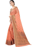 Sugathari Womens Banarasi Saree Pure Kanjivaram Silk Saree Soft New Ladies 2023 Design Wear Pattu Sarees Latest Cotton Party Sari Collections With Blouse Piece For Wedding Sadi (Sam Pari-105 Peach)