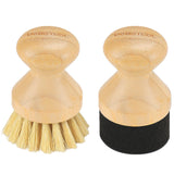 DEBETOOL Cutting Board Oil Wax Applicator and Scrub Brush Set- Natural Bamboo with Sisal Fiber and Sponge for Food Grade Mineral