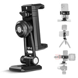 NEEWER Metal Phone Tripod Mount Adapter with Arca QR Base, Cold Shoe, 360 Swivel 180 Tilt, Phone Holder Compatible with iPhone 1