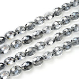 50pcs Czech 16mm (0.63 Inch) Large Faceted Flat Oval Crystal Glass Beads Spacer Silver Shade