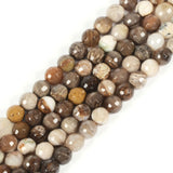 6mm Petrified Wood Fossil Faceted Gemstone Round Loose Beads Strand 15.5-16 DIY Jewelry Making